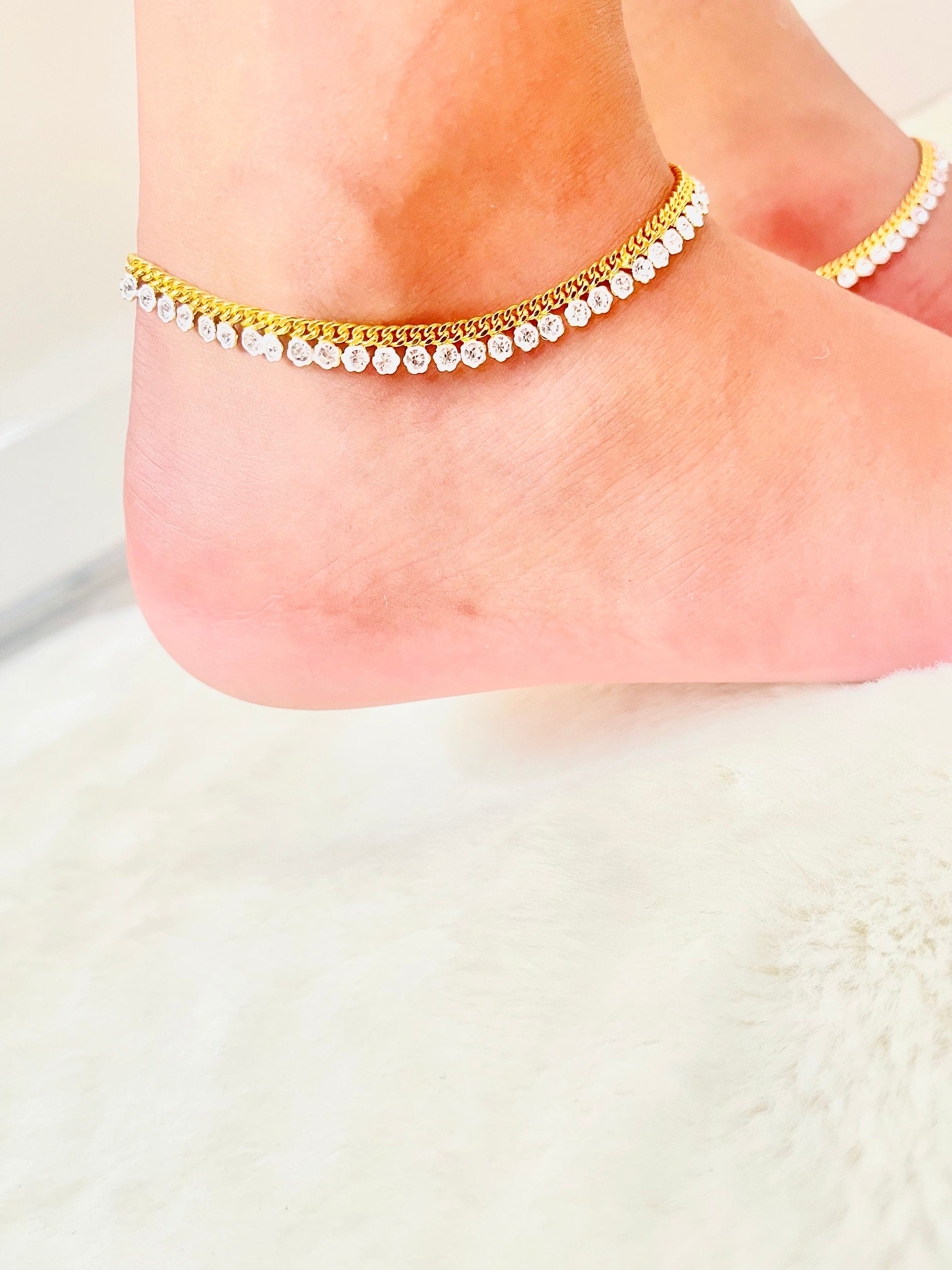 Gold-Plated Anklet – Waterproof, Tarnish-Free for Women's