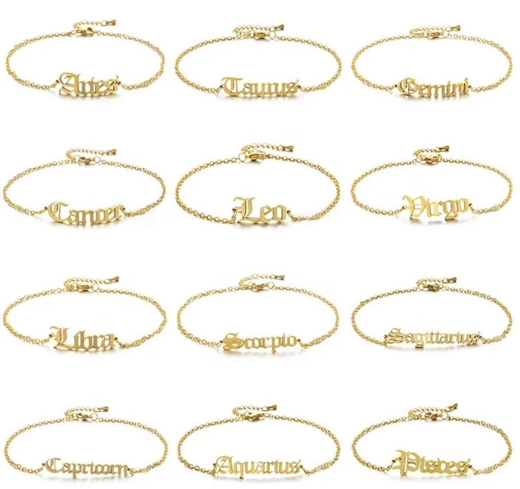 18k gold plated zodiac anklet