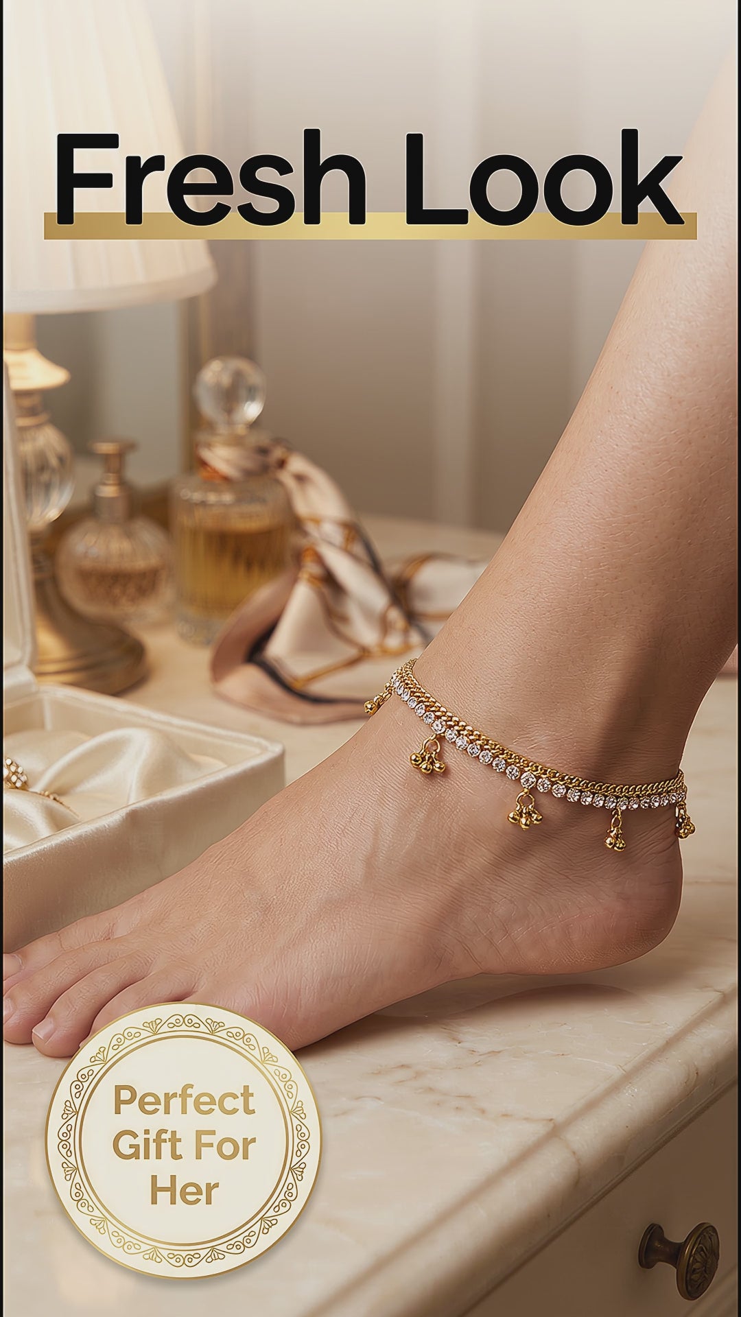 Elegant Gold Anklet for Women – Dainty, Adjustable & Long-Lasting